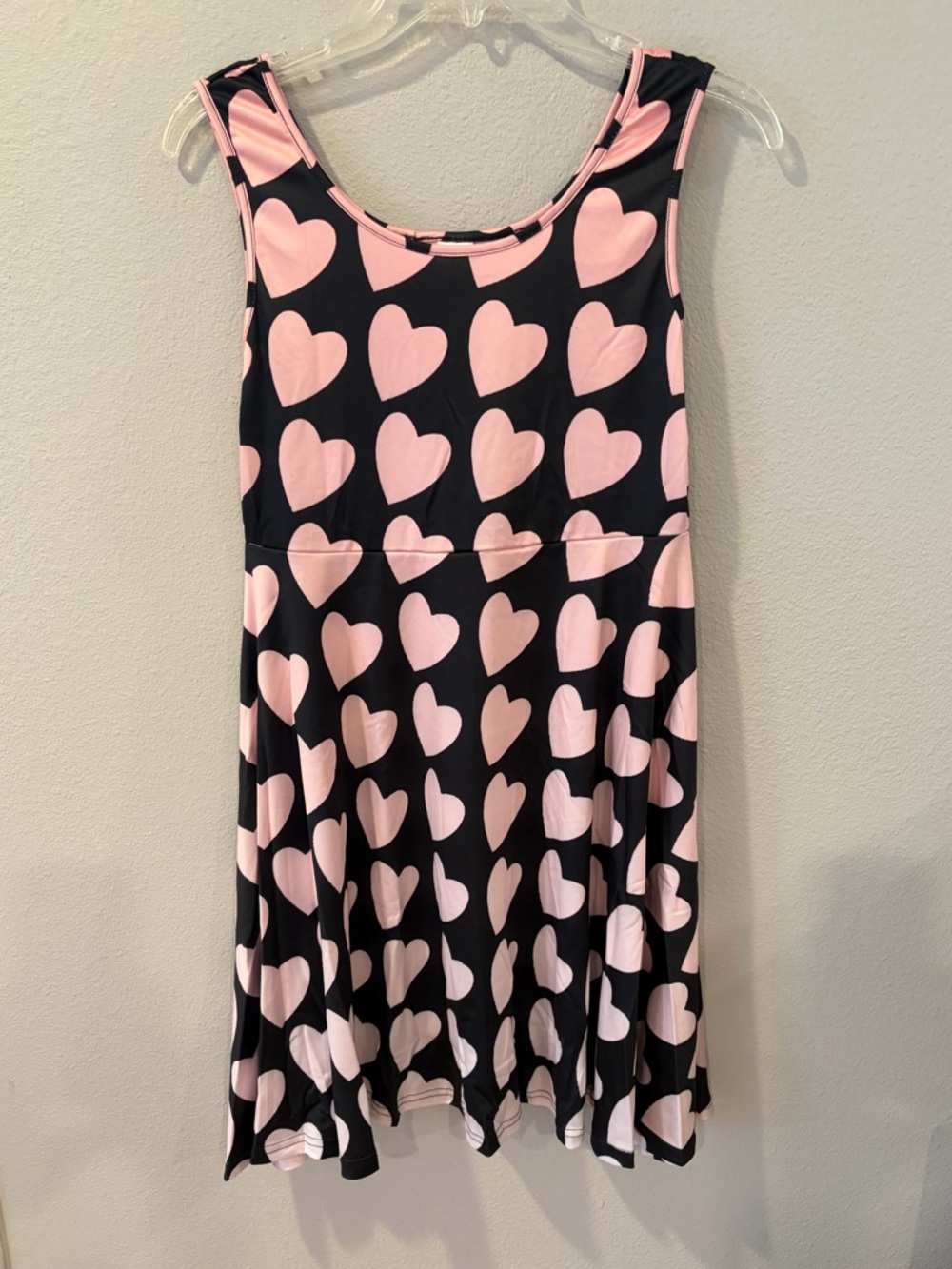 Black Dress with Pink Heart Print